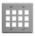 ICC FACEPLATE, FLAT, 2-GANG, 12-PORT, GRAY Stock# IC107F12GY