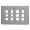 ICC FACEPLATE, FLAT, 3-GANG, 12-PORT, GRAY, Part# IC107FT0GY