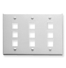 ICC FACEPLATE, FLAT, 3-GANG, 12-PORT, WHITE, Part# IC107FT0WH