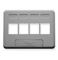 ICC FACEPLATE, FURNITURE, TIA, 4-PORT, GRAY, Part# IC107FT4GY