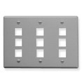 ICC FACEPLATE, FLAT, 3-GANG, 9-PORT, GRAY Stock# IC107FT9GY