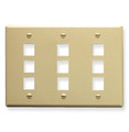 ICC FACEPLATE, FLAT, 3-GANG, 9-PORT, IVORY, Part# IC107FT9IV