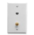 ICC WALL PLATE, VOICE 6P6C & F-TYPE, WHITE Stock# IC630E6GWH