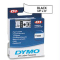 Dymo Black Print/ White Tape, 3/8 X 23
