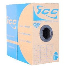 ICC Cat 6E, 600 UTP, Solid Cable, 23G, 4P, CMP, 1,000 FT, White, Part# ICCABP6EWH in the box