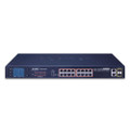 PLANET FGSW-1822VHP, 16-Port 10/100TX 802.3at PoE + 2-Port Gigabit TP + 2-Port SFP Ethernet Switch with LCD PoE Monitor, Part# FGSW-1822VHP