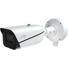 Speco 4MP IP Bullet Camera with Advanced analytics and LPR, 8-32mm Motorized Lens,Junc Box, White, Part# O4BM