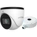 Speco 4MP H.265 AI IP Turret Camera,IR, 2.8-12mm Motorized lens, Included Junc Box, White housing, NDAA, Part# O4T7MN