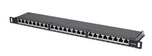INTELLINET IPP-19C6A24-0.5U, Cat6a Shielded Patch Panel, 24-Port, FTP, 19", 0.5 U, 90° Top-Entry Punch-Down Blocks, Black, Part# 720922
