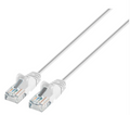 Intellinet IEC-C6-WT-1.5-SLIM, Cat6 UTP Slim Network Patch Cable, 100% Copper, RJ45 Male to RJ45 Male, 1.5 ft. (0.5 m), White, Part# 751506