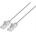Intellinet IEC-C6-GY-1.5-SLIM, Cat6 UTP Slim Network Patch Cable, 100% Copper, RJ45 Male to RJ45 Male, 1.5 ft. (0.5 m), Gray, Part# 751575