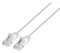 Intellinet IEC-C6-WT-7-SLIM,  Cat6 UTP Slim Network Patch Cable, 100% Copper, RJ45 Male to RJ45 Male, 7 ft. (2 m), White, Part# 751537