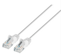Intellinet IEC-C6-WT-10-SLIM, Cat6 UTP Slim Network Patch Cable, 100% Copper, RJ45 Male to RJ45 Male, 10 ft. (3 m), White, Part# 751544