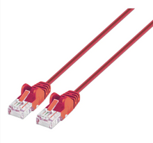 Intellinet IEC-C6-RD-14-SLIM, Cat6 UTP Slim Network Patch Cable, 100% Copper, RJ45 Male to RJ45 Male, 14 ft. (5 m), Red, Part# 744164