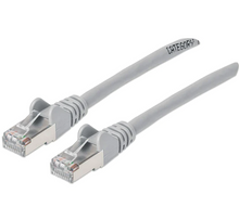 Intellinet IEC-C6AS-GY-25, Cat6a S/FTP Patch Cable, 25 ft., Gray, Copper, 26 AWG, RJ45, 50 Micron Connectors, Part# 743181