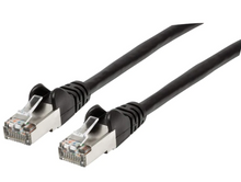 Intellinet IEC-C6AS-BK-50, Cat6a S/FTP Patch Cable, 50 ft., Black, Copper, 26 AWG, RJ45, 50 Micron Connectors, Part# 742689