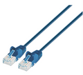Intellinet IEC-C6A-BL-1-SLIM, Cat6a UTP Slim Network Patch Cable, Copper, 30 AWG, RJ45, 1ft (.3m), Blue, Part# 743945