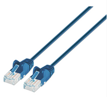 Intellinet IEC-C6A-BL-1-SLIM, Cat6a UTP Slim Network Patch Cable, Copper, 30 AWG, RJ45, 1ft (.3m), Blue, Part# 743945