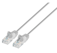 Intellinet IEC-C6A-GY-10-SLIM, Cat6a UTP Slim Network Patch Cable, Copper, 30 AWG, RJ45, 10ft (3m), Gray, Part# 744034
