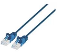 Intellinet Cat6a UTP Slim Network Patch Cable, Copper, 30 AWG, RJ45, .5ft (.15m), Blue, Part# 745765