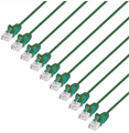 Intellinet IEC-C6-GR-3-SLIM-10P, Cat6 U/UTP Slim Network Patch Cable, 3 ft., Green, 10-Pack, Part# 744218