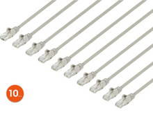 Intellinet IEC-C6-GY-5-SLIM-10P, Cat6 U/UTP Slim Network Patch Cable, 5 ft., Gray, 10-Pack, Part# 744690