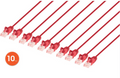 Intellinet IEC-C6-RD-7-SLIM-10P, Cat6 U/UTP Slim Network Patch Cable, 7 ft., Red, 10-Pack, Part# 744843