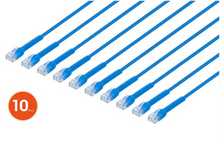 Intellinet IEC-C6-BL-1-FLEX-10P, Cat6 U/UTP FlexiBoot Slim Network Patch Cable, 1 ft., Blue, 10-Pack, Part# 745222