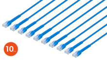 Intellinet IEC-C6-BK-5-FLEX-10P, Cat6 U/UTP FlexiBoot Slim Network Patch Cable, 5 ft., Blue, 10-Pack, Part# 745253