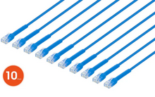 Intellinet IEC-C6-WT-7-FLEX-10P, Cat6 U/UTP FlexiBoot Slim Network Patch Cable, 10 ft., Blue, 10-Pack, Part# 745277