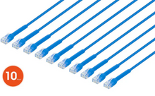 Intellinet IEC-C6-BL-14-FLEX-10P, Cat6 U/UTP FlexiBoot Slim Network Patch Cable, 14 ft., Blue, 10-Pack, Part# 745352