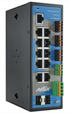 AETEK D62-084-30-DC, Industrial L2 Managed PRO 8-Port Gigabit PoE+ Switch with 12V/24VDC Output, Digital Input/Output, 12-48VDC Input, Part# 643591