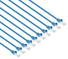 Intellinet IEC-C8-BL-3-SLIM-10P, Cat8.1 U/FTP Slim Network Patch Cable, 3 ft., Blue, 10-Pack, Part# 743723