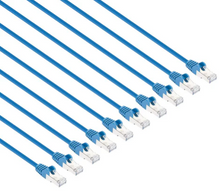 Intellinet IEC-C8-BL-7-SLIM-10P, Cat8.1 U/FTP Slim Network Patch Cable, 7 ft., Blue, 10-Pack, Part# 743747