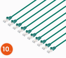Intellinet IEC-C8-GR-10-SLIM-10P, Cat8.1 U/FTP Slim Network Patch Cable, 10 ft., Green, 10-Pack, Part# 744973