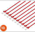 Intellinet IEC-C8-RD-10-SLIM-10P, Cat8.1 U/FTP Slim Network Patch Cable, 10 ft., Red, 10-Pack, Part# 745567