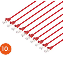 Intellinet IEC-C8-RD-14-SLIM-10P, Cat8.1 U/FTP Slim Network Patch Cable, 14 ft., Red, 10-Pack, Part# 745574