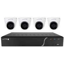 Speco ZIPWL4D1 4-Channel Plug-and-Play Wall Mount NVR Surveillance Kit with (4) Outdoor IR Turret Cameras, 2.8mm Fixed Lens, Part# ZIPWL4D1