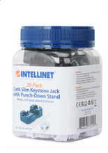 Intellinet Cat6 Slim Keystone Jack with Punch-Down Stand, White, 25-Pack, IKJ-C6U-PD-WT-25P, Part# 772105