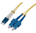 Intellinet 5 m LC to SC UPC Fiber Optic Patch Cable, 2.0 mm, Duplex, OFNR, Singlemode BIF, Yellow, Part# 760478