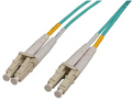 Intellinet 1 m LC to LC UPC Fiber Optic Patch Cable, 2.0 mm, Duplex, OFNR, OM4 Multimode, Aqua, Part# 752152