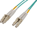 Intellinet 10 m LC to LC UPC Fiber Optic Patch Cable, 2.0 mm, Duplex, OFNR, OM4 Multimode, Aqua, Part# 752305