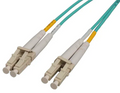 Intellinet 15 m LC to LC UPC Fiber Optic Patch Cable, 2.0 mm, Duplex, OFNR, OM4 Multimode, Aqua, Part# 752336