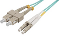 Intellinet 10 m LC to SC UPC Fiber Optic Patch Cable, 2.0 mm, Duplex, OFNR, OM4 Multimode, Aqua, Part# 752404