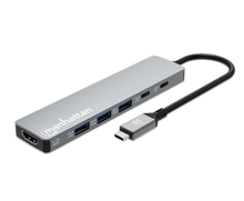 Manhattan USB-C PD 6-in-1 HDMI 4K Docking Station / Multiport Hub, MDS-6P-SM4K60, Part# 190480