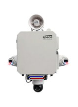 Speco Digital Deterrent Box powered with AC 110-277V. Supports EXTERNAL Battery Charge/Discharge, 2 DD Turrets x 1 PTZ, Part# DD4A2TMZ