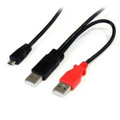 Startech.com 3 Ft Usb Y Cable For External Hard Drive - Dual Usb A To Micro B  Part# USB2HAUBY3