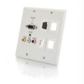 C2g Trulink Dual Gang Vga+3.5mm+compostie+4 Keystone Over Cat5 Wall Plate Receiver-  Part# 29282