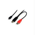 STARTECH.COM 1 FT USB Y CABLE FOR EXTERNAL HARD DRIVE - DUAL USB A TO MICRO B Part# USB2HAUBY1