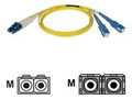 Tripp Lite's 2-meter, singlemode duplex fiber optic LC/SC patch cable is manufactured from 8.3/125 zipcord fiber. The cable has SC connectors on one end, LC connectors on the other, a PVC jacket, and is FDDI and OFNR rated. Duplex singlemode fiber is